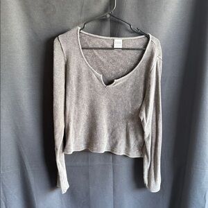 PINK Victoria's Secret Gray Ribbed Knit Top